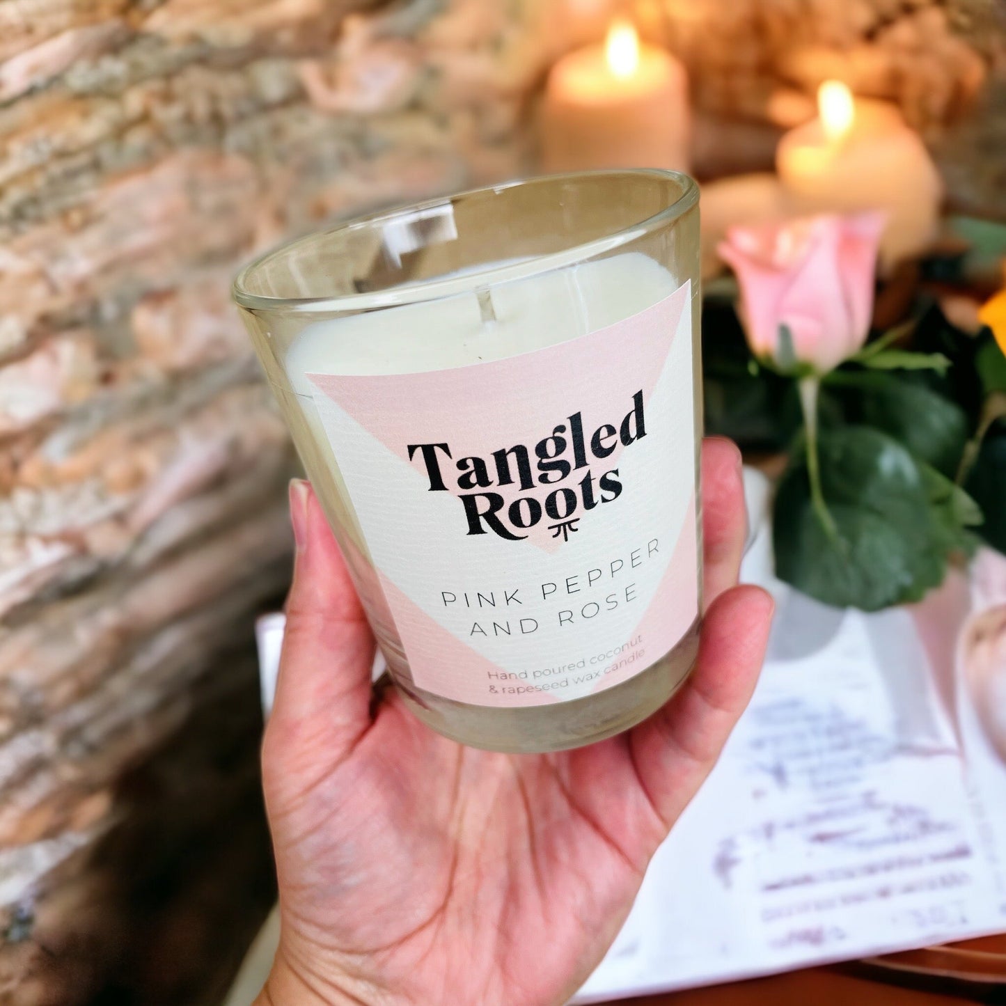 Pink Pepper and Rose Candle - Tangledroots.shop